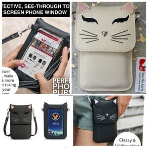 ✨NWT Save the Girls Tan Kitten Cat Print Phone RFID Crossbody Bag